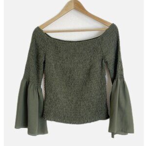 Express bell sleeve smocked blouse M